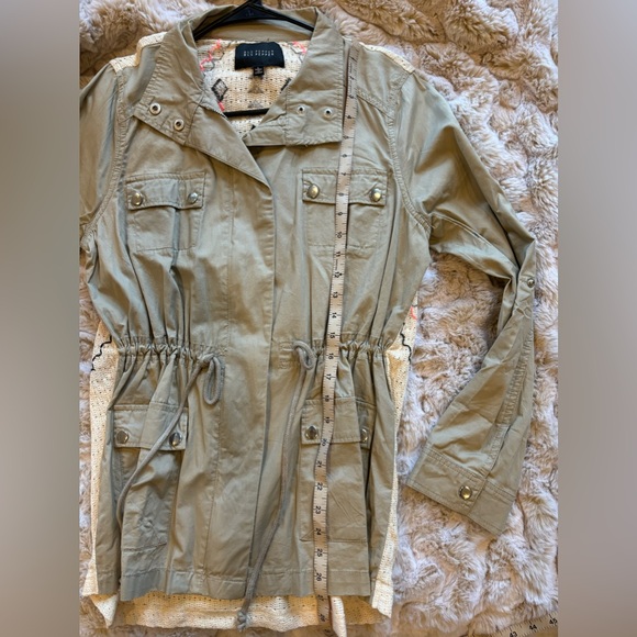 BLU PEPPER Womens Lg Utility Jacket Sinched Southwestern Sweater Back khaki - Picture 9 of 10